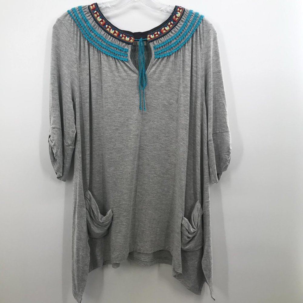 CAITE GRAY 1/2 SLEEVE BLOUSE